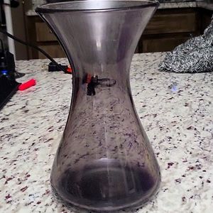Purple carnival glass vase